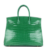 Hermes Birkin 35 Cactus Shiny Porosus Crocodile Gold Hardware